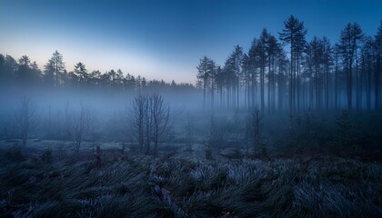 Fototapeta premium misty forest at dusk