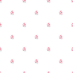 Seamless Pattern Featuring Pink Floral Motifs on a White Background