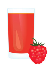 Raspberry juice in glass, vector	
