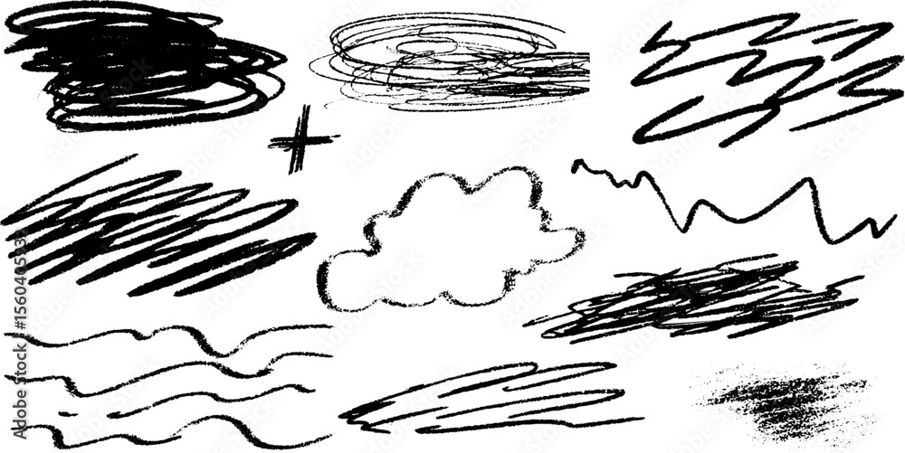 Aufkleber Abstract hand drawn sketch of tangled threads and scratch zones for creative designs