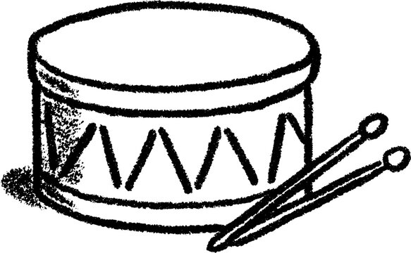 Toy drum with sticks sketch art highlighting musical play and creativity