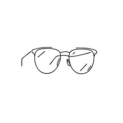 Fototapeta premium Round eyeglasses in a simple line drawing style in black on a white background representing vision and intellect 