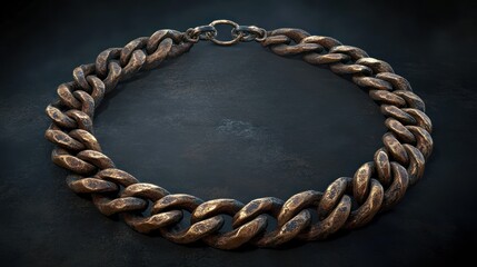 Heavy Bronze Chain Border on Dark Background