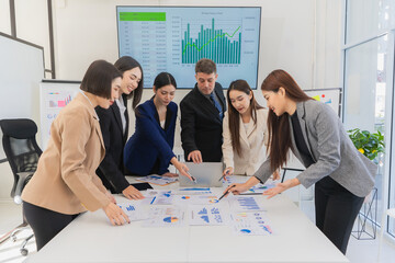 Teamwork is achieving greatness together, group of business colleagues having a brainstorming...