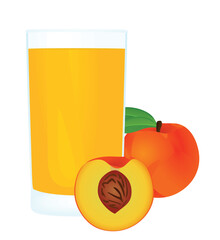 Peach juice in a glass, vector	
