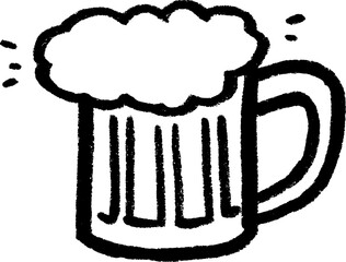 Rustic wooden mug with frothy foam sketch for beverage theme design