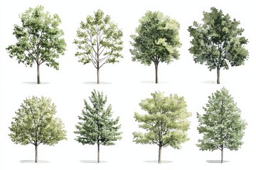 Obraz premium Versatile Tree Illustrations for Environmental Design Projects