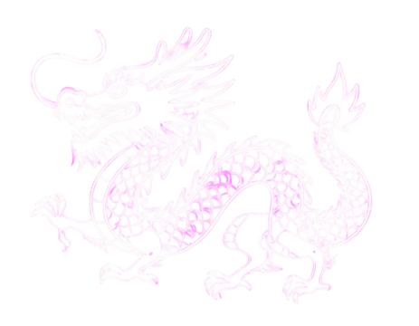 Neon cyber dragon Japanese street style transparent background 