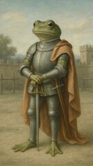 Frog knight in medieval armor.