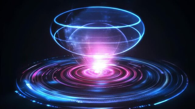 Futuristic Technology Abstract Glowing Digital Portal with Data Transfer Effect