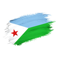 Fototapeta premium Watercolor Painted Flag of Djibouti on Transparent Background