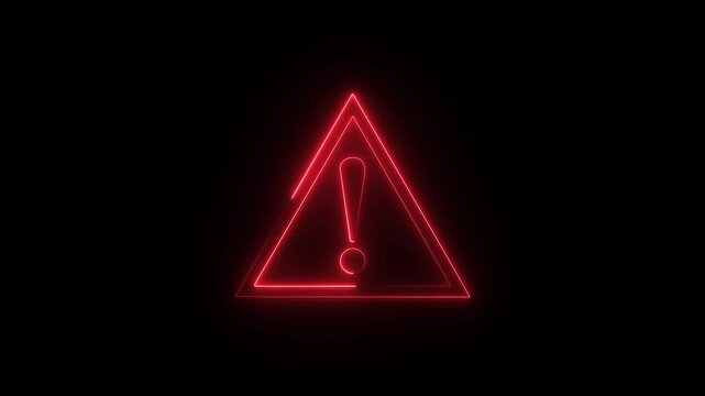 Neon Attention sign with chroma key animation and black background 