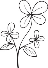 Obraz premium Botanical linear flower outline, Sketch tropical flowers and leaves. Vector illustration