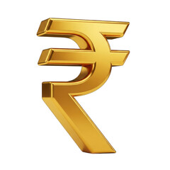 Glossy Golden Indian Rupee Currency Symbol Isolated On Transparent Background