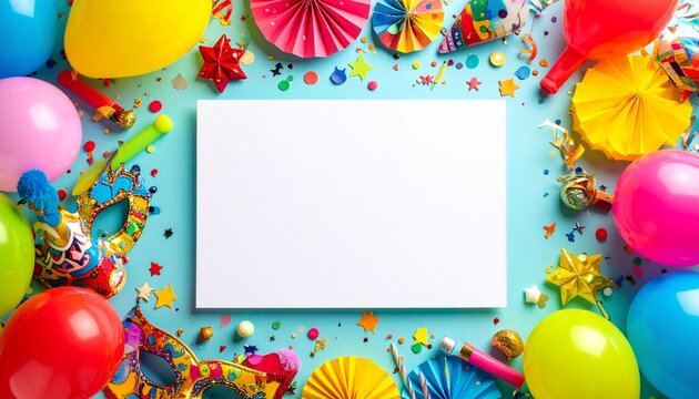 A vibrant carnival poster template featuring festive colors, playful elements, and a large, clean copy space for customizable text perfect for event announcements, party invites, or fun fair