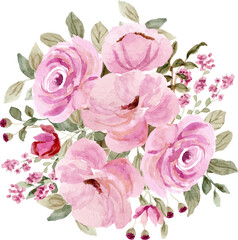 beautiful pink floral watercolor bouquet