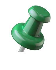 Green push pin isolated on white