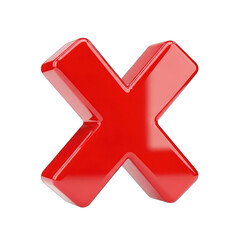 Obraz premium Glossy Three Dimensional Red Cross Mark on Transparent Background Isolated