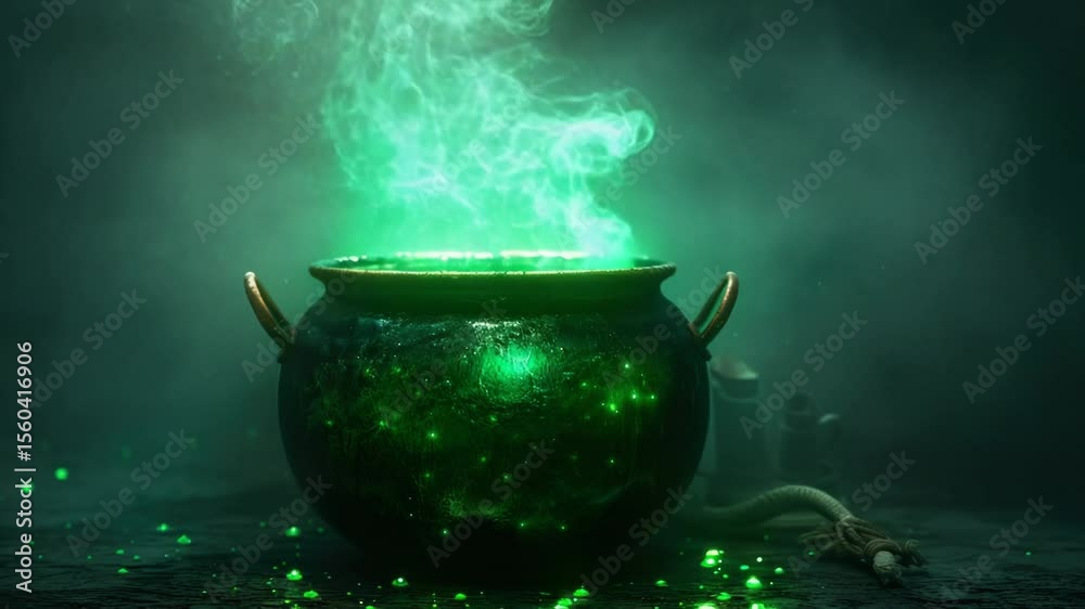 Poster a pot of green liquid sits on top of a table, perfect for use in science and educational settings