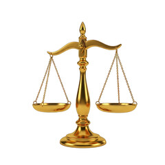 Golden Justice Scale On Transparent Background Law Concept Symbol Of Balance Isolated Transparent Background