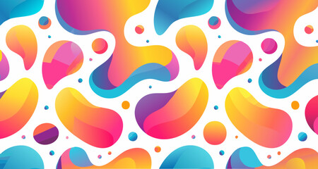  inspired abstract seamless pattern, flowing liquid blobs and bright neon colors, smooth.