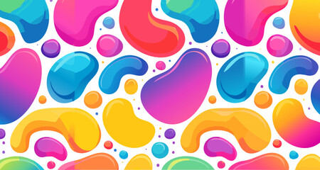 inspired abstract seamless pattern, flowing liquid blobs and bright neon colors, smooth.