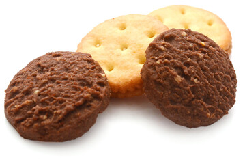 Close-up of cookies against white background 