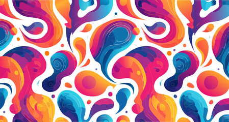  inspired abstract seamless pattern, flowing liquid blobs and bright neon colors, smooth.