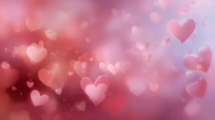 Romantic Valentine's Day Background with Soft Hearts and Space for Love Messages captures the warmth and tenderness of love. Delicate heart shapes float gently across a soft, dreamy backdrop in shades