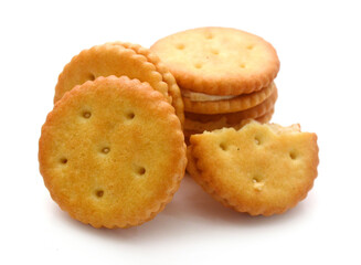 Close-up of cookies against white background 