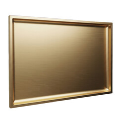 Golden Rectangular Tray With Textured Surface Subtle Lighting Isolated Transparent Background
