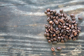 coffee beans on wooden background