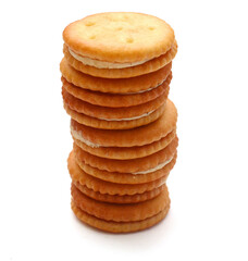 Close-up of cookies against white background 