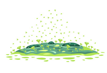 Spores floating from Molds or Phlegm concept. Editable Clip Art. 