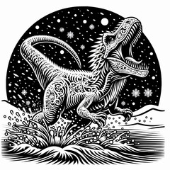 Cryolophosaurus Roaring in a Snowy Landscape