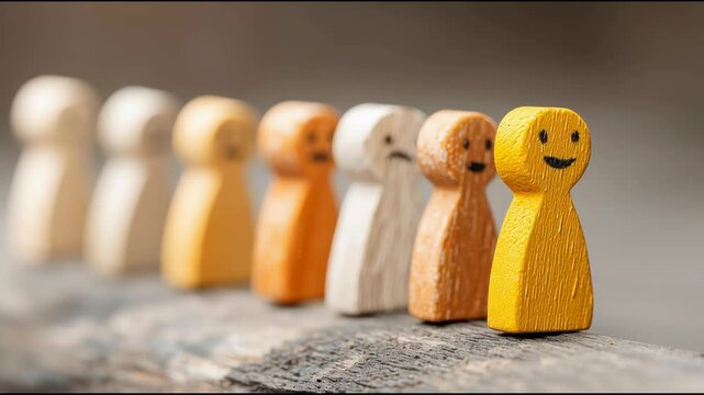 A diverse group of wooden figures representing emotional trading and crowd forecasting in financial markets concept. Crowd Emotion and Market Forecasting &ndash; Animated Video Version