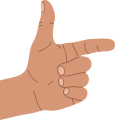 Human hand making finger gun gesture vector illustration with skin tone detail and simple design