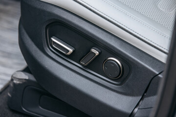 Close-up of the interior of a modern automobile. Interior details. Concept of auto parts, buying...