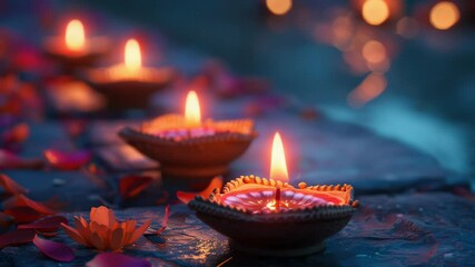 A group of lit candles placed on a table, ideal for use in event or party decoration