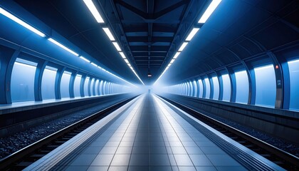 Mysterious Subway Platform with Misty Twilight Ambiance