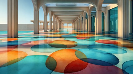 Vibrant floor design in a modern architectural space.