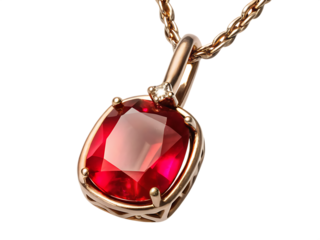  necklace pendant with ruby isolated on white background PNG, AI GENERATED