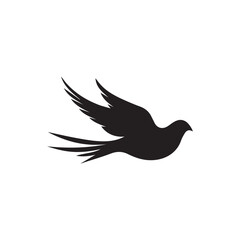 Bird vector silhouette, black color isolated on white background. Vector illustration