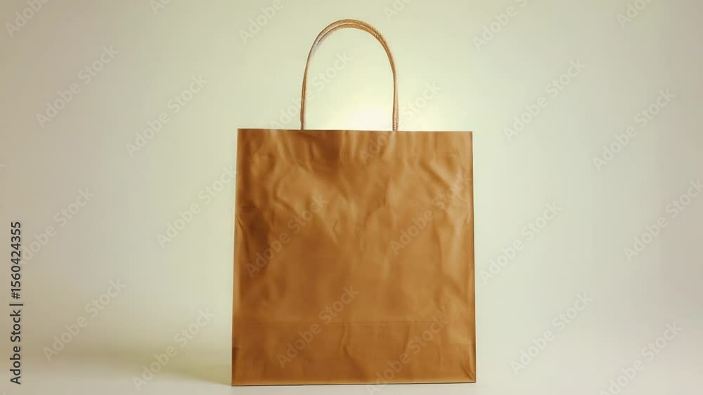 Poster a simple brown paper bag sitting on a table, perfect for everyday use or as a prop in your creative 
