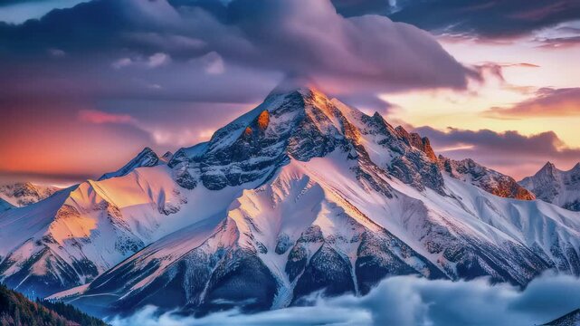 Silver ice and golden light: sunset moments among snow-capped peaks