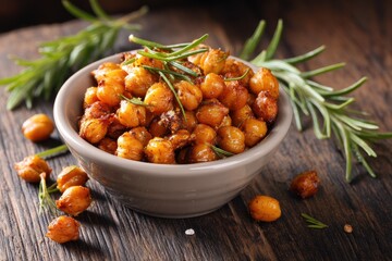 Geröstete Kichererbsen knuspriger Snack vegan proteinreich ballaststoffreich gesunder Snack aus dem Ofen würzige Kichererbsen geröstet Foodfotografie pflanzlich Ofensnack Snackidee