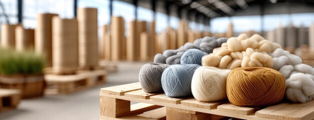 Brightly colored spools line the conveyor, showcasing the artistry in weaving sustainable yarns into high-quality textiles