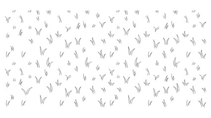 Hand Drawn Grass Doodle Seamless Pattern
