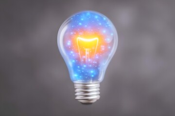 Glowing light bulb with cosmic energy inside