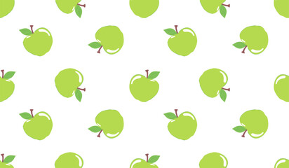 Cartoon green apple seamless pattern